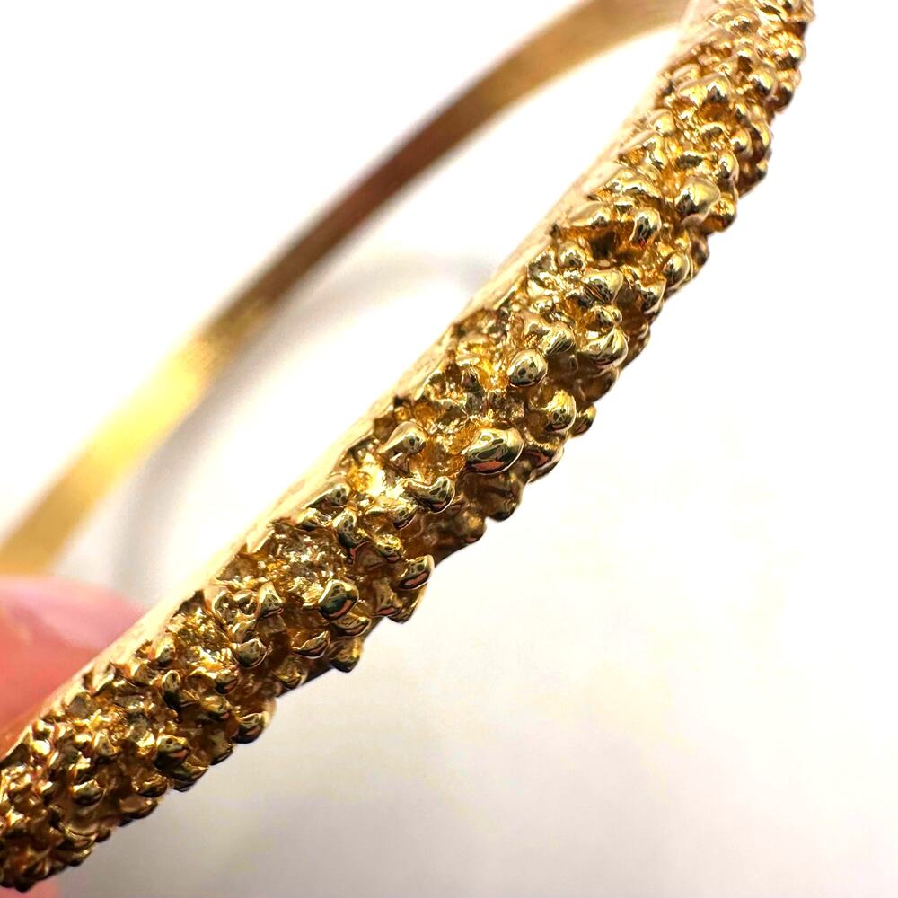 CROWN TRIFARI Bangle Bracelet Hammered Retro Casual Vintage Jewelry Gold plated